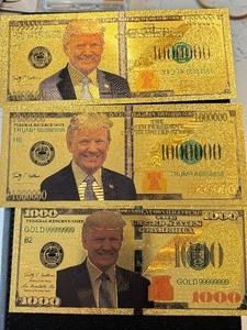 24K Gold Foil $1,000,000 Dollar Notes Trump