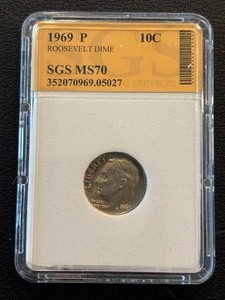 1969-P Roosevelt Dime SGS MS70
