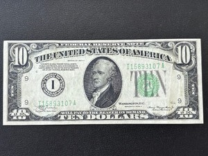1934 A Green Seal $10 Dollar Federal Reserve Note Uncirculated