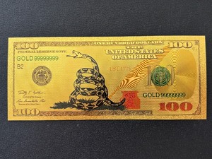 24K Gold Foil $100 Dollar Note Dont Tread On Me