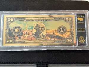 24K Gold $50 Dollar Commemorative Delaware Tribute Note 50mg