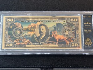 24K Gold $50 Dollar Commemorative Yosemite National Park Tribute Note 50mg