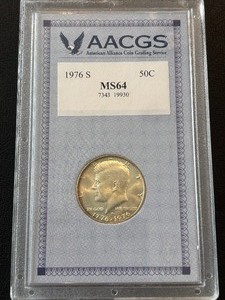 1976-S Bicentennial Silver Kennedy Half Dollar AACGS MS64