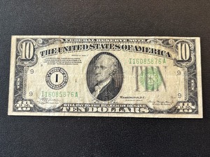 1934 A Green Seal $10 Dollar Federal Reserve Note