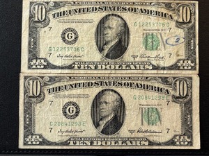 1950 Green Seal $10 Dollar Federal Reserve Notes