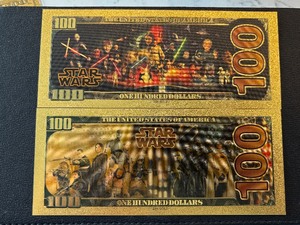 24K Gold Foil $100 Dollar Notes Star Wars