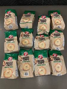 7 Days Bagel Chips Roasted Garlic 90g - 12 Total Bags