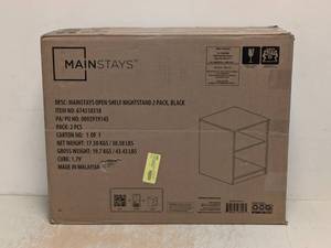 MAINSTAYS OPEN SHELF NIGHTSTAND 2 PACK BLACK