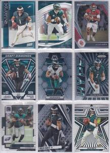 Jalen Hurts - 2021 Prizm Draft Picks, 2022 Donruss, 2023 Absolute, 2023 Mosaic, 2023 Phoenix, 2023 Prizm, 2024 Rookies & Stars, 2025 Absolute, 2025 Photogenic