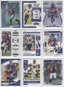 Lamar Jackson - 2021 Chronicles, 2021 Contenders, 2022 Chronicles, 2022 Contenders, 2023 Optic, 2023 Prestige, 2024 Donruss, 2024 Rookies & Stars, 2025 Absolute