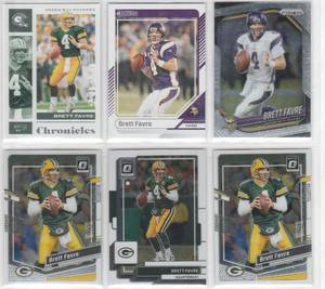 Brett Favre - 2020 Chronicles, 2022 Optic, 2023 Optic, 2023 Prestige, 2024 Donruss, 2025 Prizm