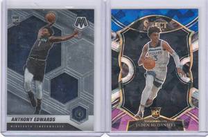 Anthony Edwards  Jaden McDaniels RCs - 2020 Mosaic, 2020 Select