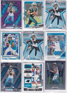 Bryce Young - 2023 Contenders, 2023 Donruss, 2024 Donruss, 2024 Prizm, 2024 Rookies & Stars, 2025 Donruss, 2025 Mosaic