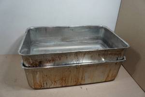 2 Large Deep Stainless Steel Pans - 20.75x12.75x6