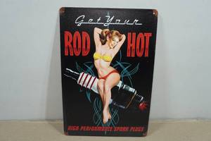 Vintage Style Metal Sign - Hot Rod