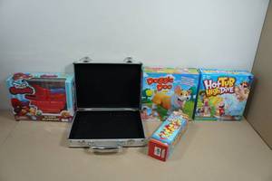 Board Games and Carry Case - Doggie Doo, Hot Tub High Dive, Jenga