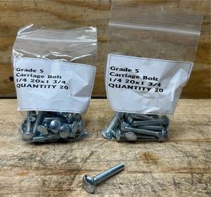 Lot of 40 Grade 5 Carriage Bolt 14 20x1 34