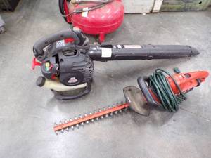 Craftsman Gas Leaf Blower and 110v Hedge Trimmer