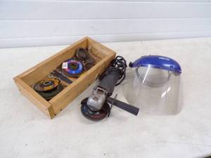 Hand Grinder with Grinding Wheels and Face Sheild