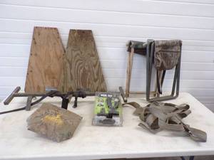 Hunting Stand Items with folding Seats and Gun mounting brackets