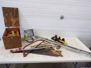 Hand Saw, Circular Saw, Level, Light and Pipe Clamp