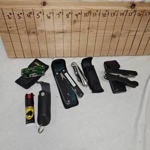 4 Multi Tool Knives and one pepper spray