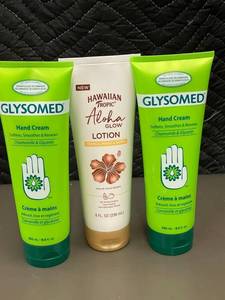 Glysomed Hand Cream Chamomile & Glycerin 250 mL x2 & Hawaiian Tropic Aloha Glow Lotion 8 oz