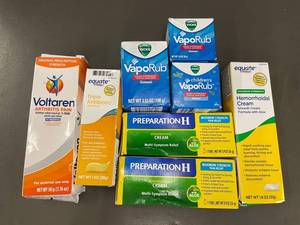 Assorted OTC Topical Medications - Voltaren, VapoRub, Preparation H & More