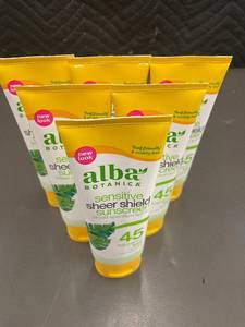 Lot of 6 Alba Botanica Sensitive Sheer Shield Sunscreen SPF 45 - Fragrance Free