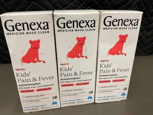Genexa Kids Pain & Fever Acetaminophen 160 mg5 mL - 4 oz - Blueberry - Ages 2-11 - 3-Pack
