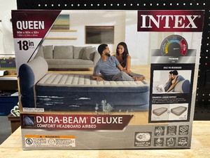 Intex Queen Deluxe Airbed with Headboard and Internal Pump