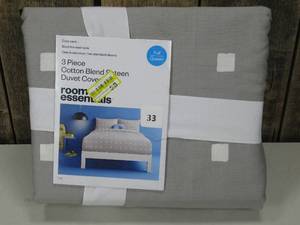 FullQueen Size Cotton Blend Sateen Duvet Cover Set - Room Essentials