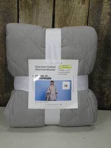 Quilted Wearable blanket White Tan Room Essentials