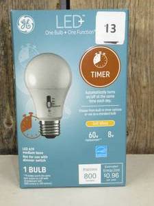 GE LED Timer Soft White A19 Light Bulb
