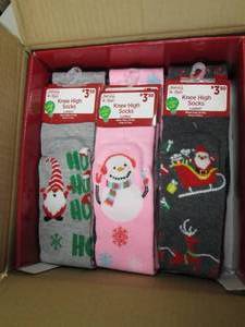 12 Ladies Light Up Knee High Christmas Socks