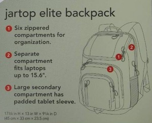 Embark Elite Top Opening Large Capacity School Backpack Fits 15 Laptop, Gray