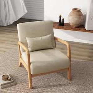 Costway 1 PCS Modern Accent Chair, Corduroy Upholstered Lounge Chair with Rubber Wood Armrests
