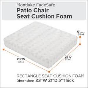 Classic Accessories Rectangular Patio Lounge Seat Cushion Foam