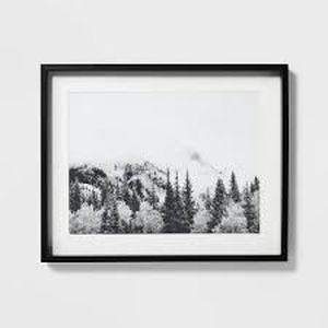 30x24 Foggy Mountains Framed Wall Art - Threshold