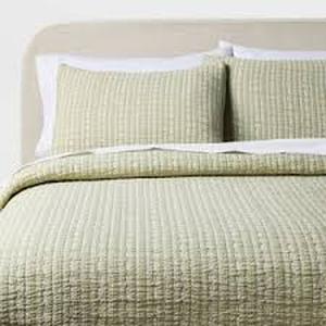 3pc King Reversible Lightweight Matelasse Quilt and Shams Set Tinker Stripe Green - Threshold