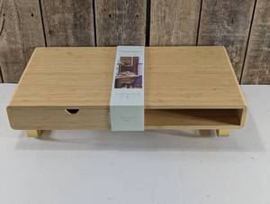 Threshold Wood Metal Drawer Modern Brown Desktop Organizer USB Wireless Charging