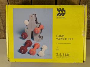 Hand Weight Set PinkWhiteMagenta - All In Motion Iron Dumbbells with Rack