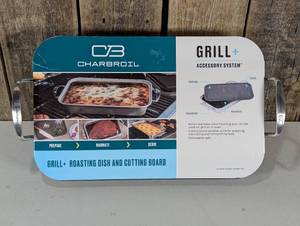 Charbroil Deep Dish and Cutting Board Stainless Steel Heat-Resistant Grill Topper BlackSilver