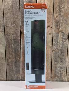 Lasko Ceramic Pedestal Heater with Remote Control 1500W, Adjustable Thermostat, Portable, LED Display