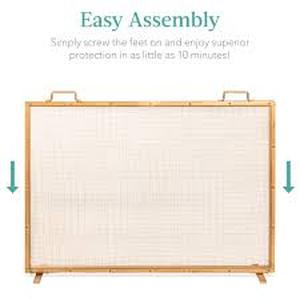 Best Choice Products 38x27in Single Panel Fireplace Screen Handcrafted Steel Mesh Spark Guard w Handles