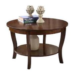 American Heritage 30 in. Espresso Round Wood Top Coffee Table With Shelf