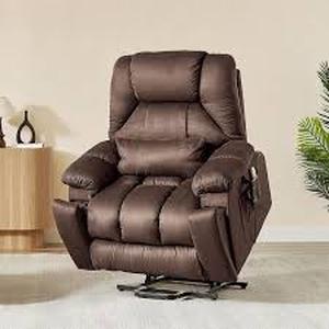 40.5 in. W Brown Microsuede Oversize Dual Motor Power Lift Recliner Chair with Massage and Heating