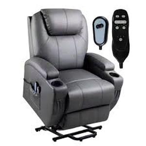 Gray Leather Power Lift Standard (No Motion) Recliner with Power Lift