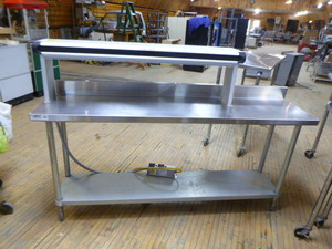 Regency Commercial Stainless Steel Prep Table with Built-In Infrared Food Warmer Over Shelf