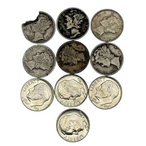 (10) Mercury and Roosevelt Silver Dimes